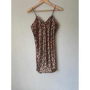 Vintage Intimate Moods🌿Leopard Print Slip Dress Nightie Lingerie Spaghetti Strp